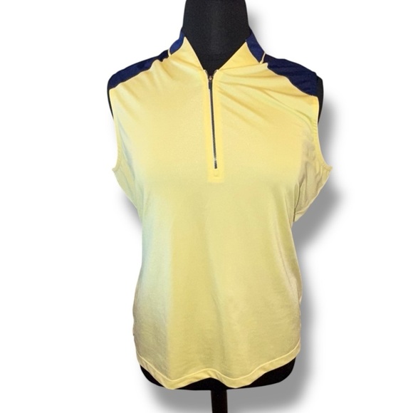 EP PRO NY Sleeveless Zip Mandarin Collar Women's Golf Polo - Cornsilk Yellow XXL - Picture 2 of 14